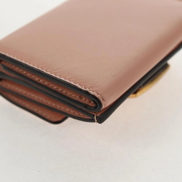 FENDI Zucca Canvas Trifold Wallet Leather Pink Gold Auth BA6630M - Picture 4 of 16